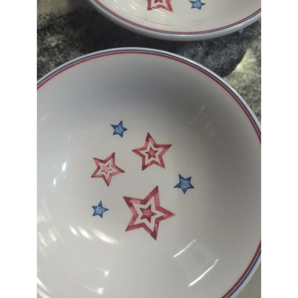 5 Vintage Longaberger Stars and Stripes 4th of July Melamine Cereal/Salad Bowls